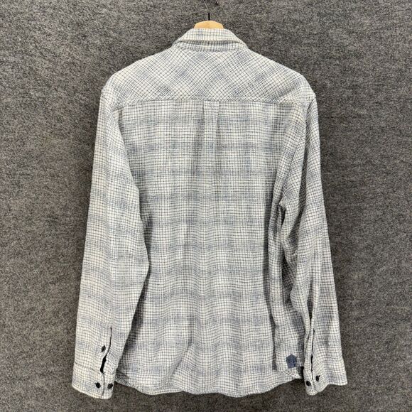 Carbon2cobak Shirt Men L Large Gray Plaid Button Up Collared Long Sleeve Pockets - Picture 2 of 6